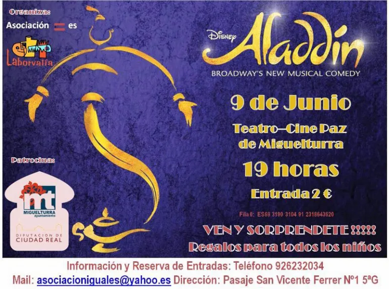 imagen del cartel del musical Aladdín, junio 2017