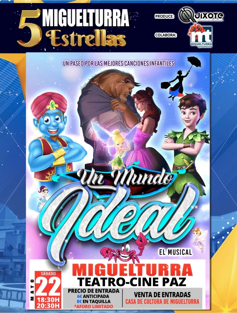 imagen del cartel del musical infantil Un mundo ideal, mayo de 2021