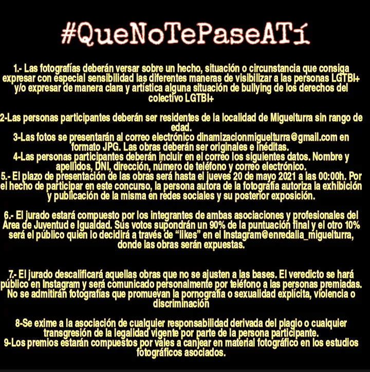 imagen bases del concurso de fotografía #QUENOTEPASEATI