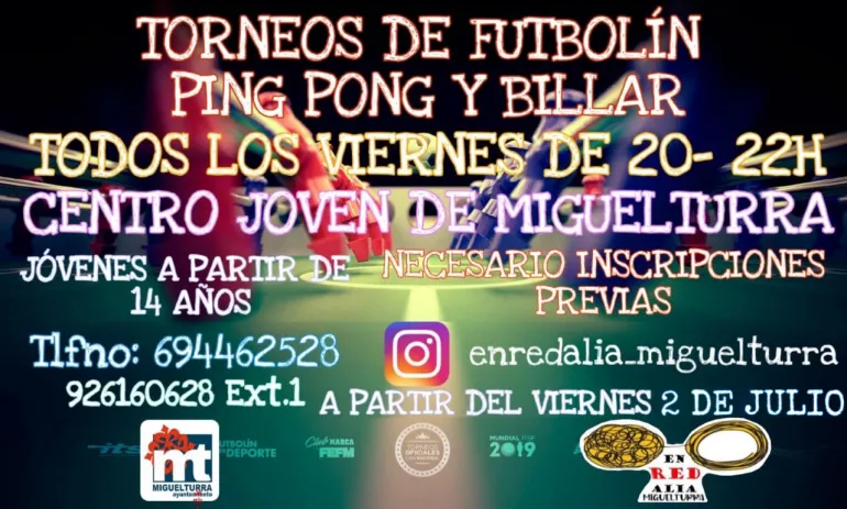 imagen del cartel de los torneos de los viernes en el Centro Joven, julio de 2021 Miguelturra