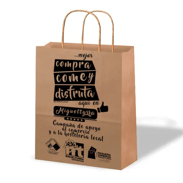 imagen del diseño de las bolsas de cartón reciclables, diseño del portal web www.miguelturra.es