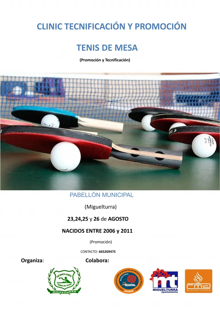 imagen cartel tecnificación tenis mesa agosto 2021