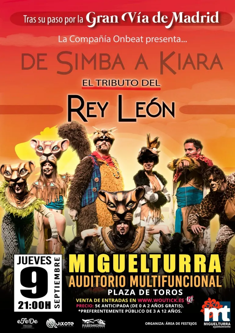 imagen del cartel De Simba a Kiara, tributo al Rey León. Miguelturra, septiembre de 2021