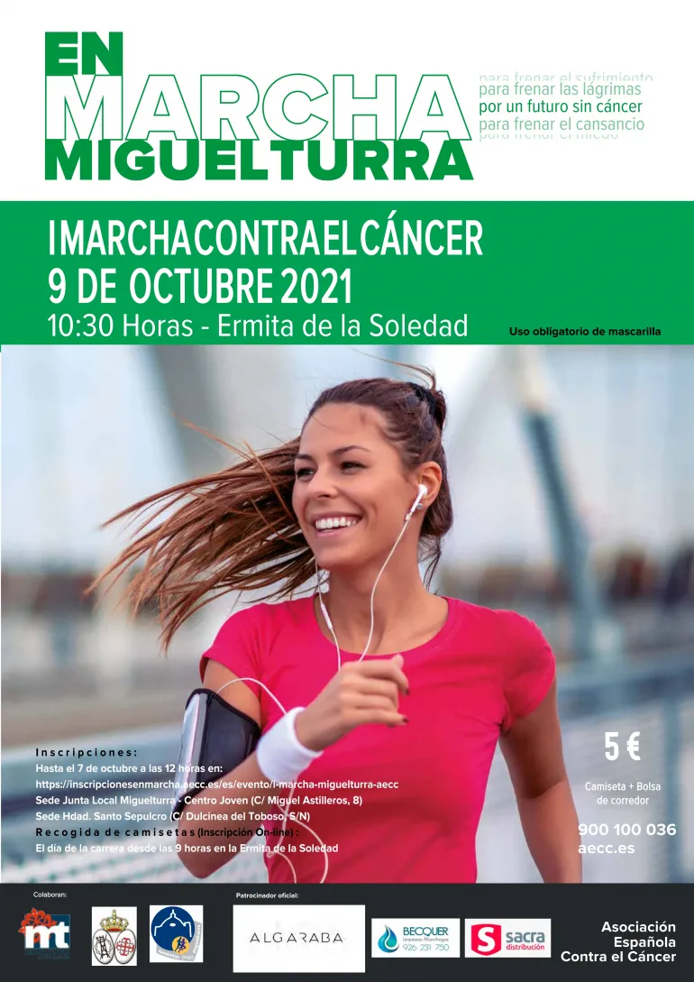 imagen del cartel de la Marcha contra el Cáncer, 9 octubre 2021