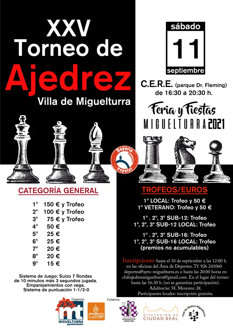 imagen cartel Torneo Ajedrez Ferias y Fiestas Miguelturra 2021