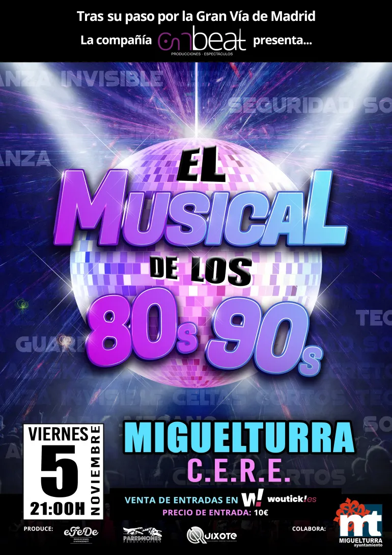 imagen del cartel del musical de los 80s y 90s, noviembre 2021