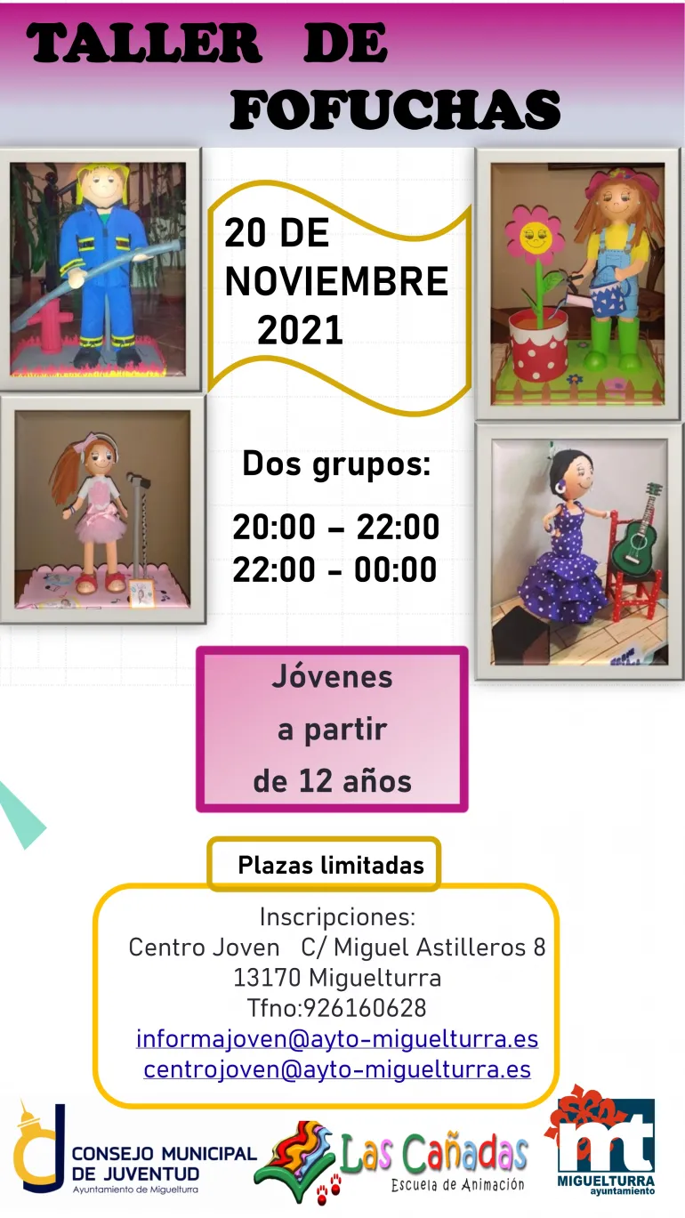 imagen del cartel del taller de fofuchas,  noviembre de 2021