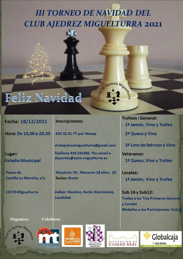 imagen cartel Torneo Ajedrez Navidad 2021 Miguelturra