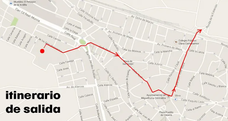 plano itinerario de salida Media Maratón Rural 2021