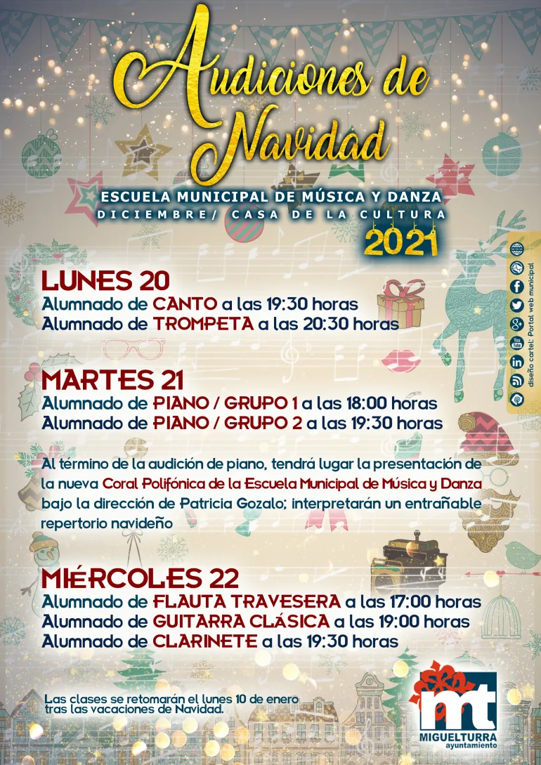 cartel audiciones Navidad 2021 Escuela Música