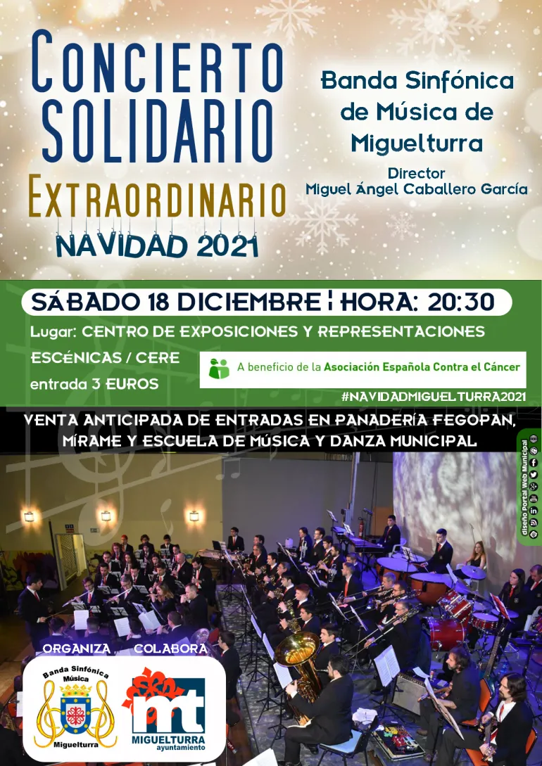 cartel concierto Navidad Banda Sinfónica Miguelturra, diciembre 2021