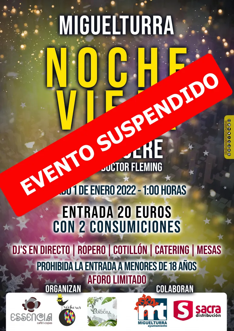 evento suspendido Nochevieja en el CERE 2021