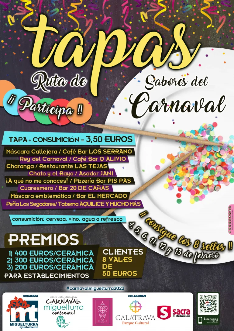 Cartel Ruta Tapas Carnaval 2022 Miguelturra, diseño portal web municipal