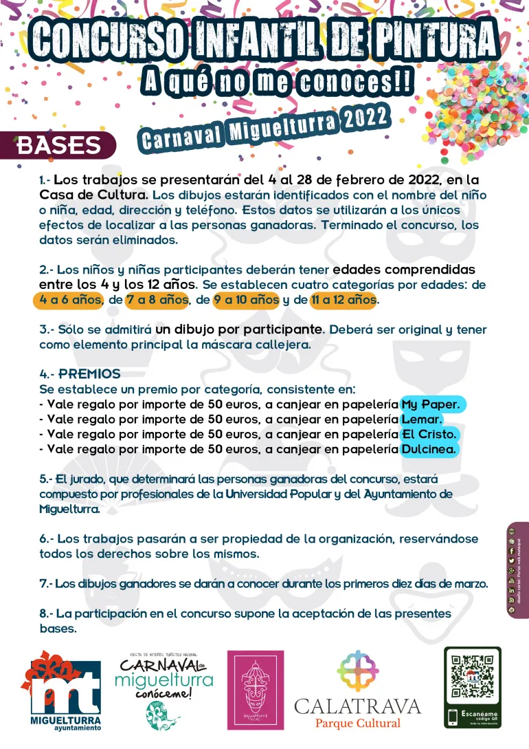 Cartel Concurso Pintura Carnaval 2022, diseño portal web municipal