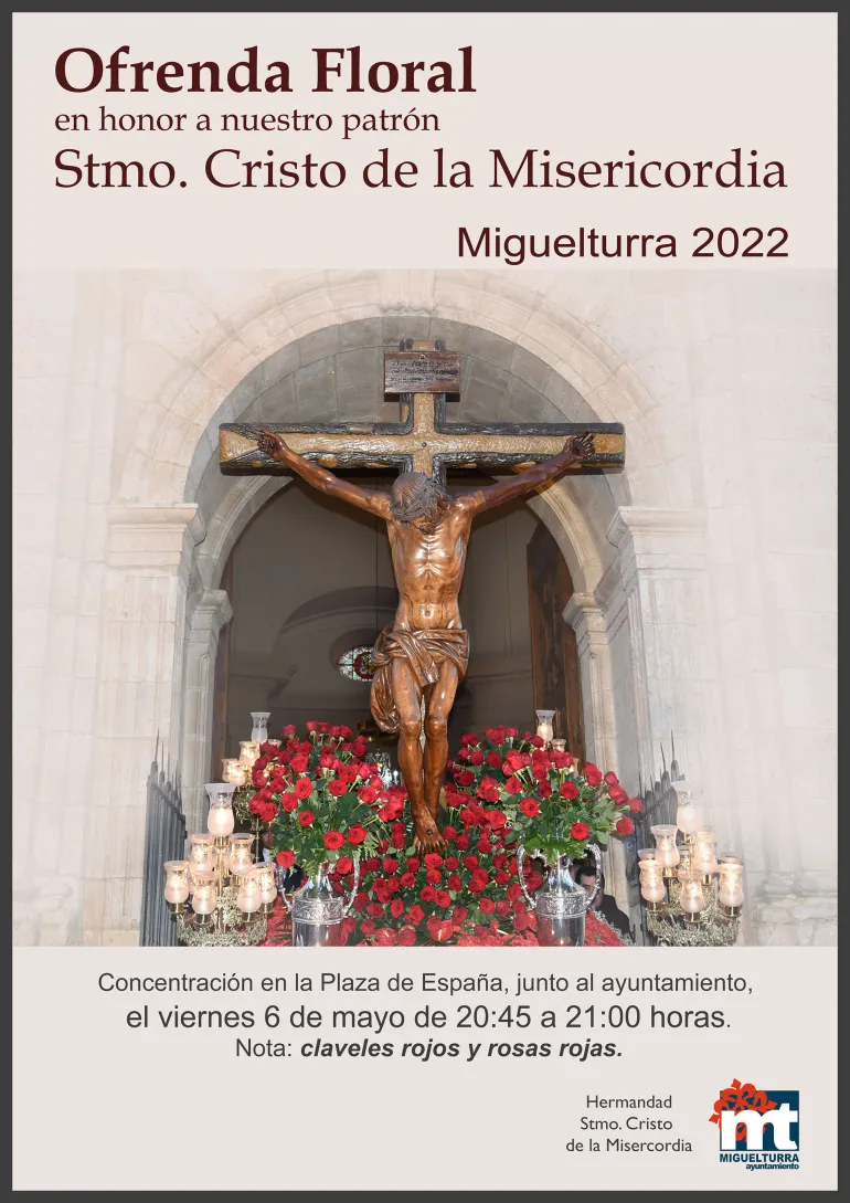 imagen del cartel de la ofrenda floral al Cristo, Miguelturra mayo de 2022