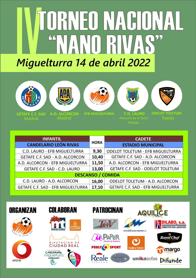 Cartel Torneo Nano Rivas, abril 2022 Miguelturra