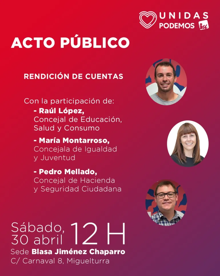 imagen del acto rendición de cuentas IU-Podemos, Miguelturra 2022