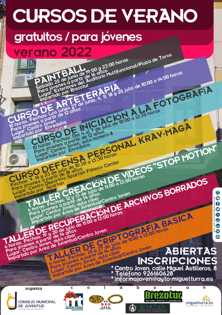 cartel acciones formativas Centro Joven Miguelturra Verano 2022