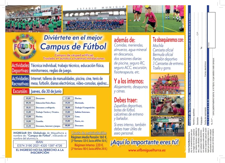 folleto Campus de Fútbol Miguelturra 2022, pagina 2