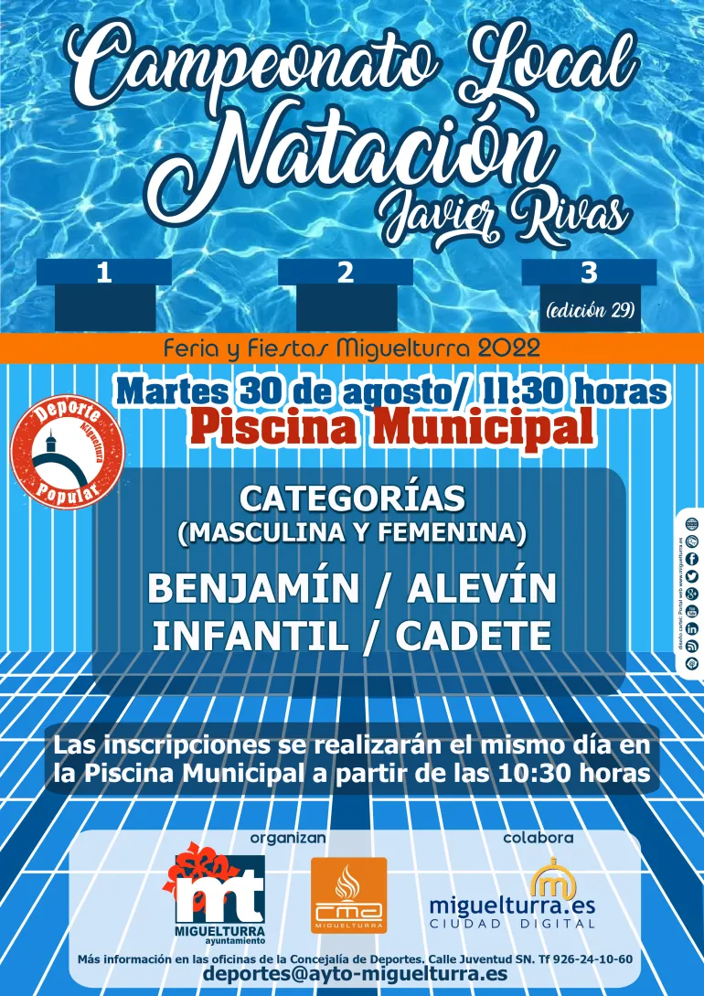 cartel campeonato local natación 2022 ferias