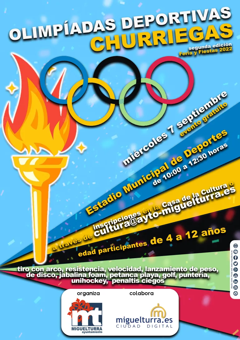 Olimpiadas churriegas feria y fiestas 2022 Miguelturra, diseño portal web
