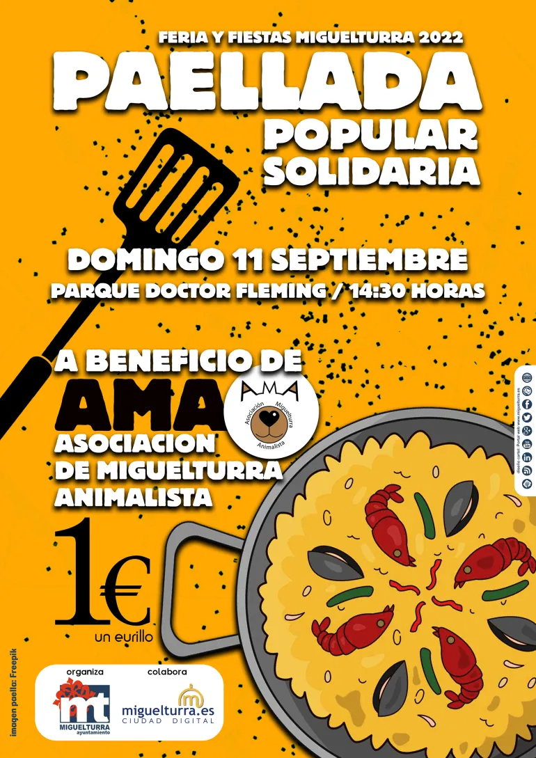 cartel paellada popular Ferias 2022 Miguelturra, diseño portal web