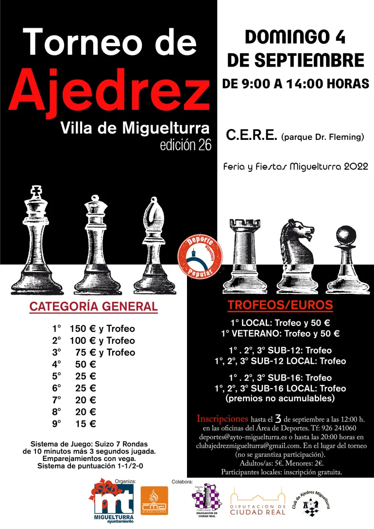 imagen cartel Torneo Ajedrez Villa Miguelturra 2022, diseño Centro de Internet