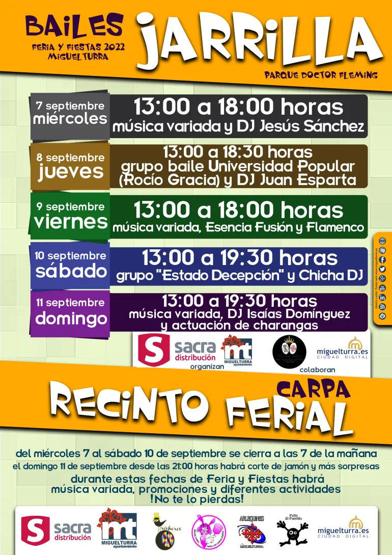 imagen cartel Jarrilla y Carpa Ferias 2022 Miguelturra, diseño portal web