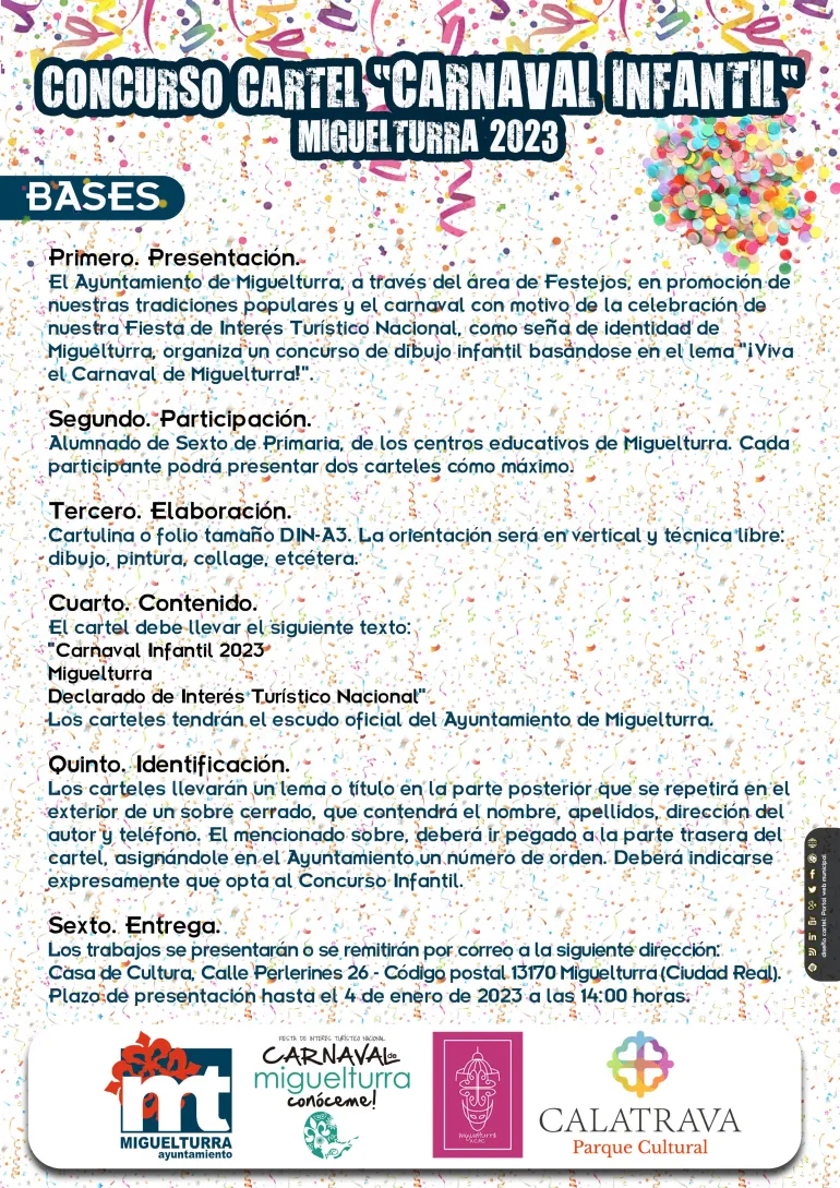 bases concurso cartel carnaval infantil Miguelturra 2023, página 1