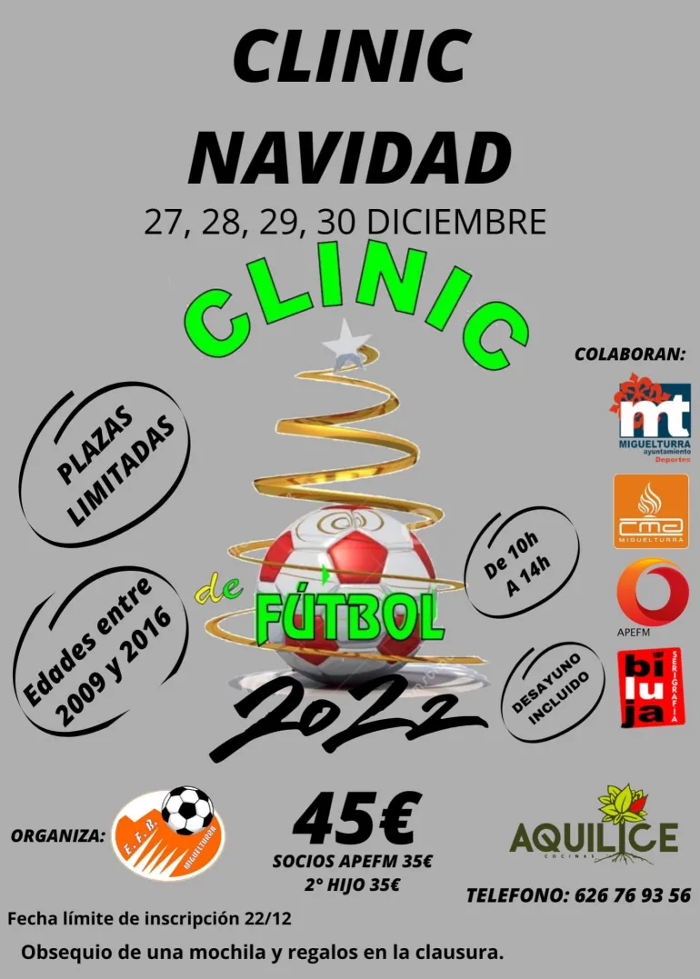 cartel clinic Navidad fútbol 2022