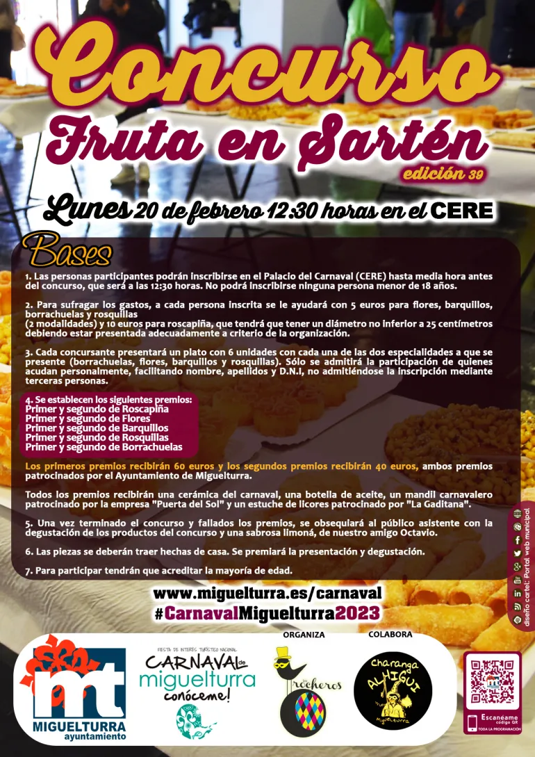 imagen cartel concurso Fruta en Sartén Carnaval 2023, diseño portal web municipal