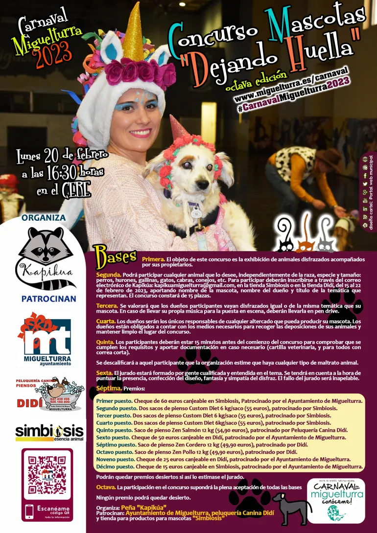 cartel concurso Dejando Huella, Carnaval Miguelturra 2023, diseño portal web municipal