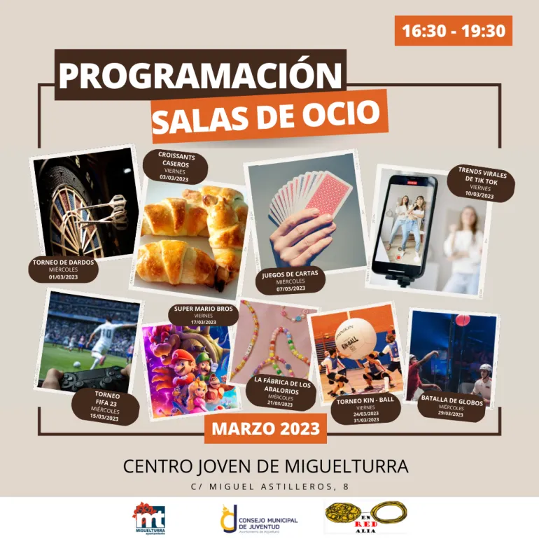 programación actividades Centro Joven marzo 2023, tardes