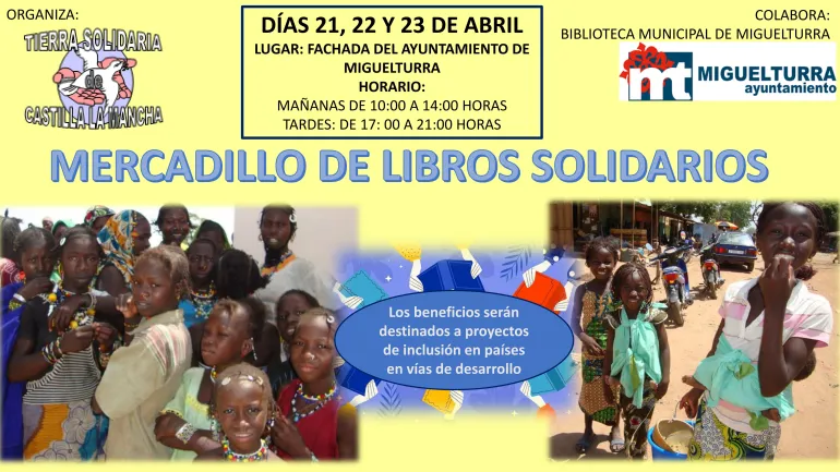 imagen cartel Mercadillo Solidario libros, abril 2023