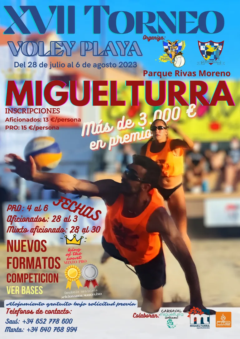 Cartel oficial Torneo Voley Playa Miguelturra 2023