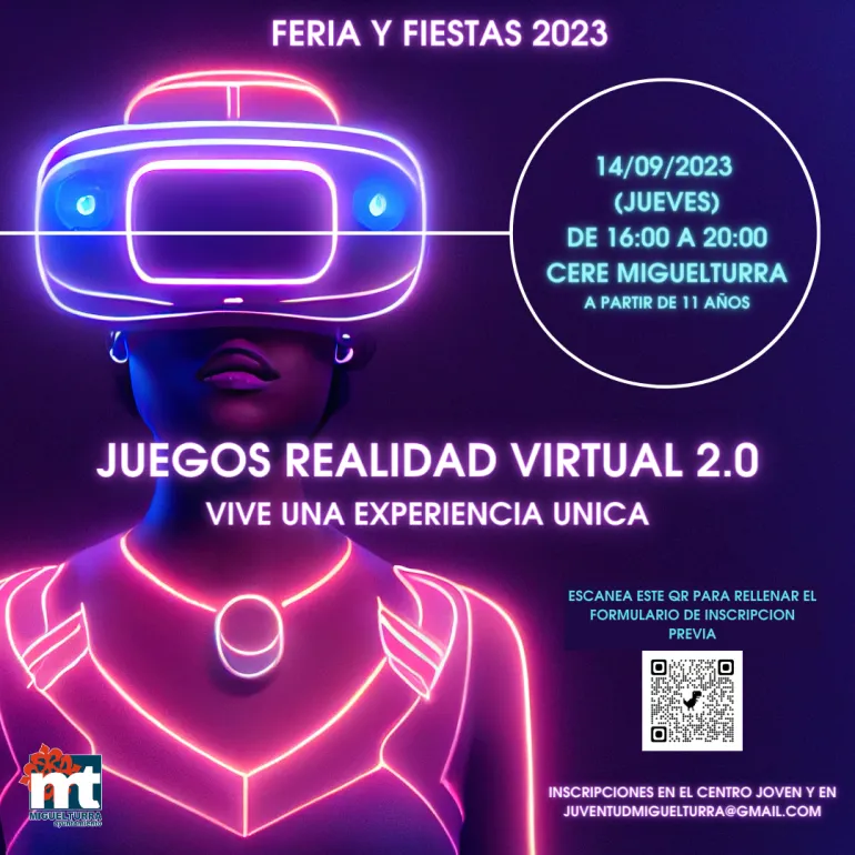 cartel del evento Juegos de Realidad Virtual para jóvenes, Miguelturra septiembre 2023