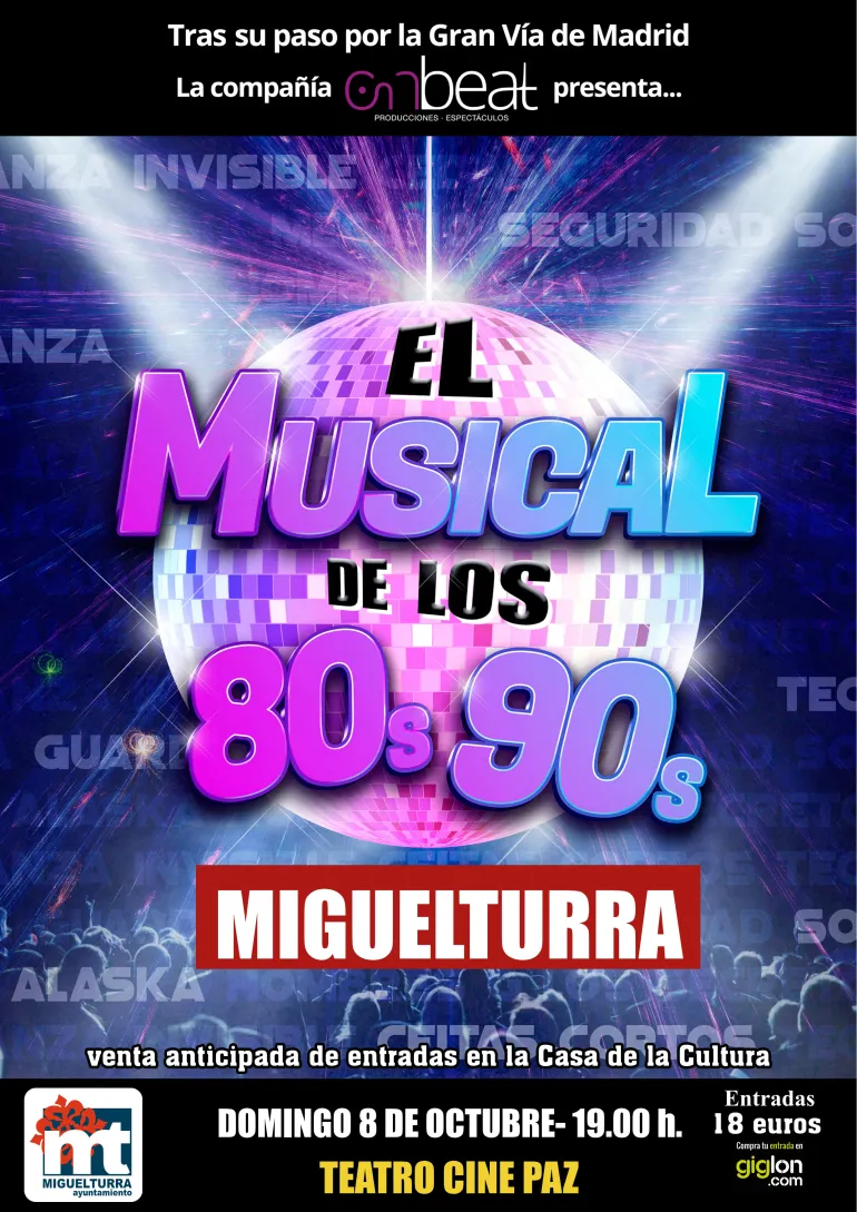 cartel musical 80s y 90s octubre 2023 actualizado