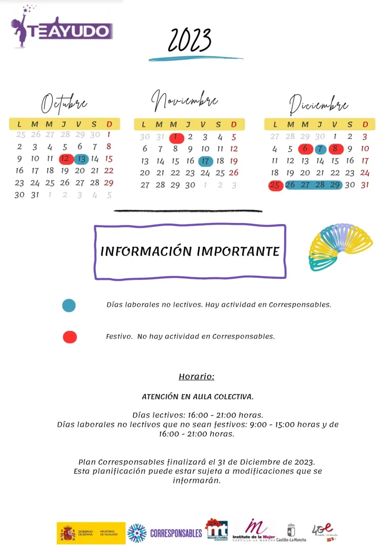 Calendario Plan Corresponsables Miguelturra 2023