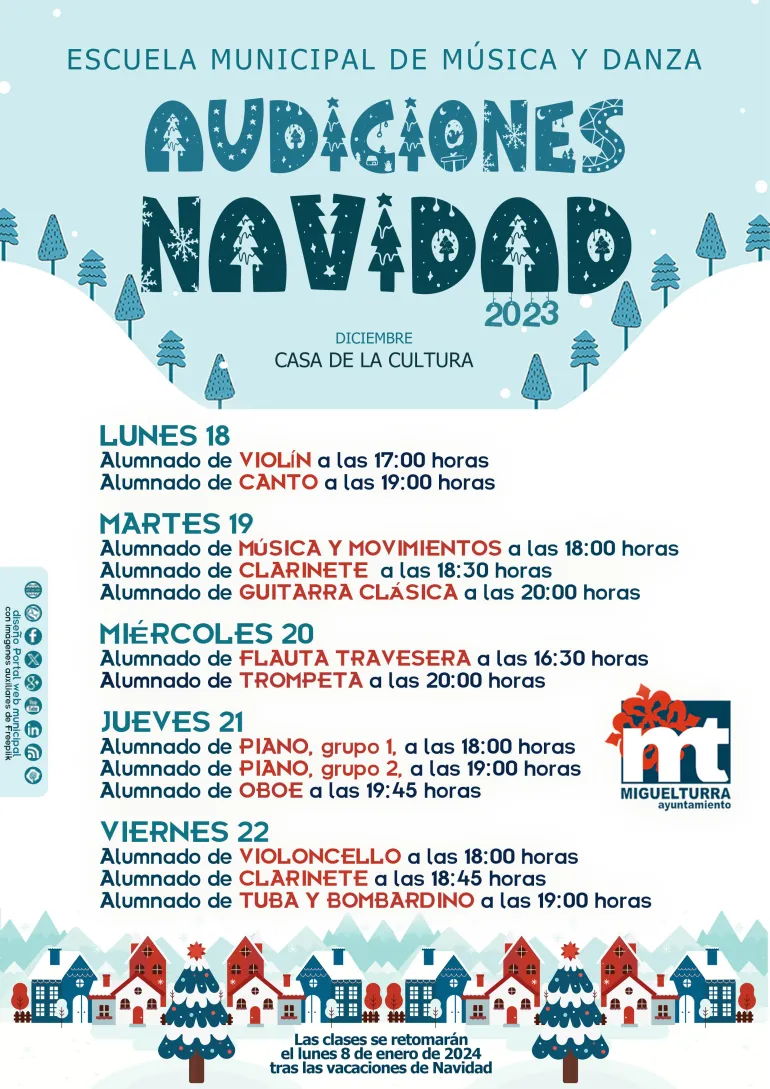 cartel audiciones Navidad 2023 escuela de música