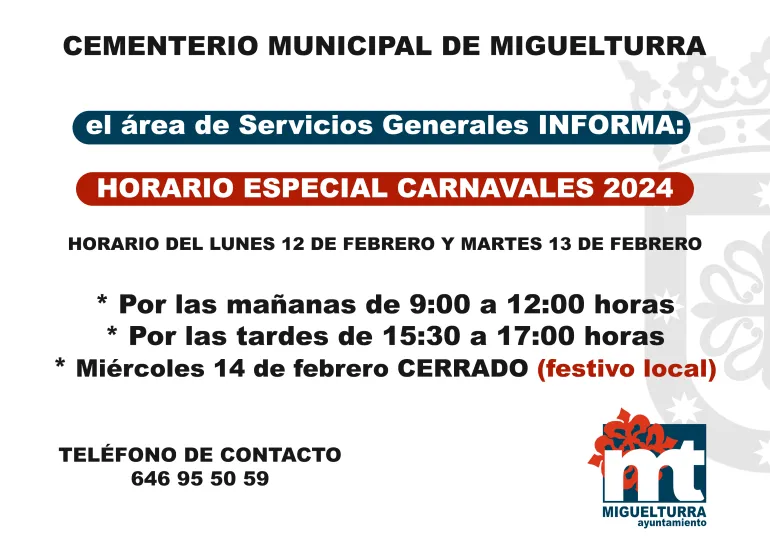 horario cementerio carnaval 2024