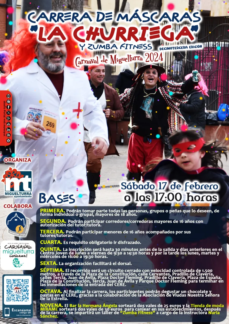 cartel carrera de máscaras Carnaval 2024