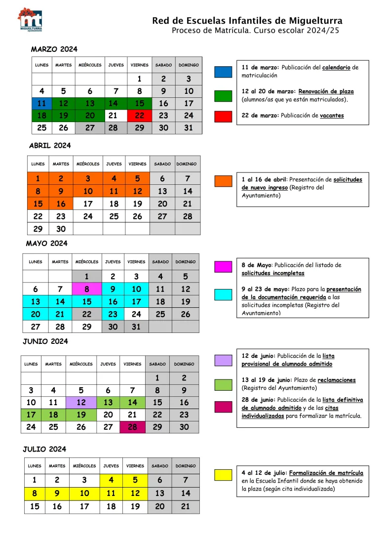 calendario matriculación escuelas infantiles 2024-2025, imagen 1