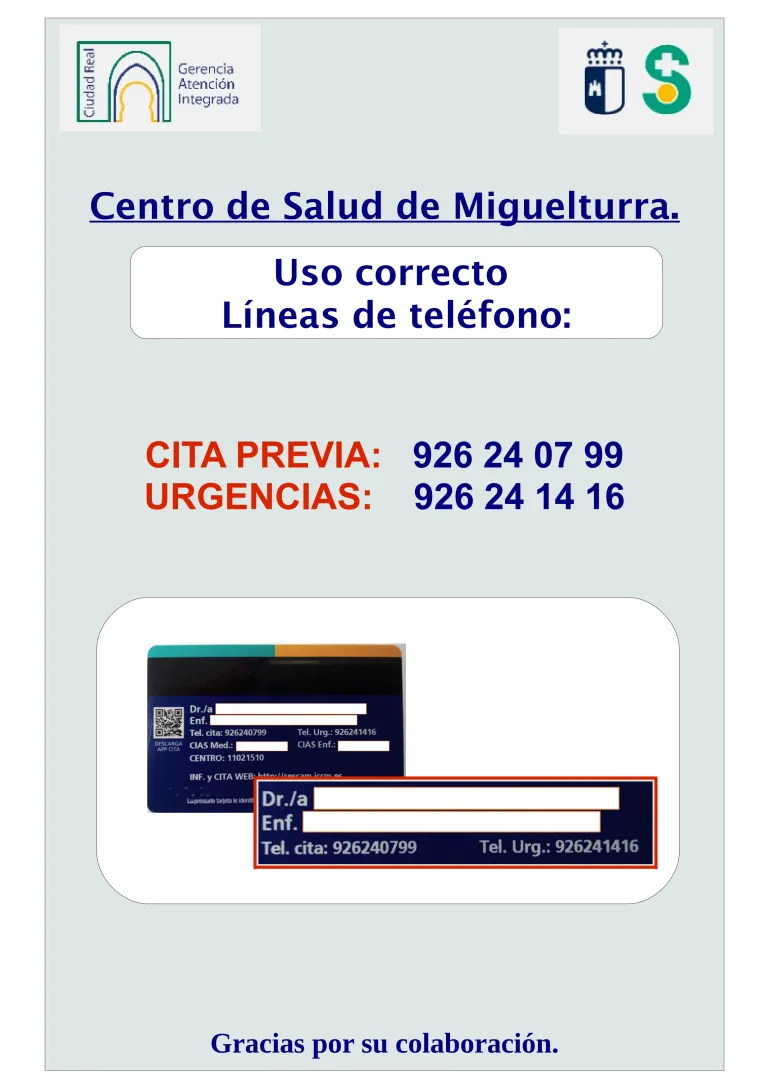 cartel centro salud, abril 2024