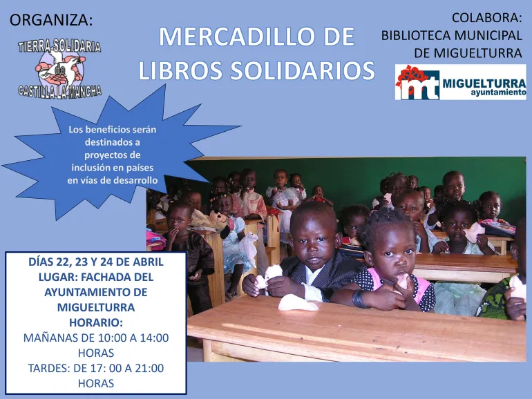 cartel Mercadillo Solidario SOLMAN, Miguelturra abril 2024