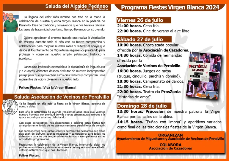Interior programa Fiestas Virgen Blanca, Peralvillo 2024
