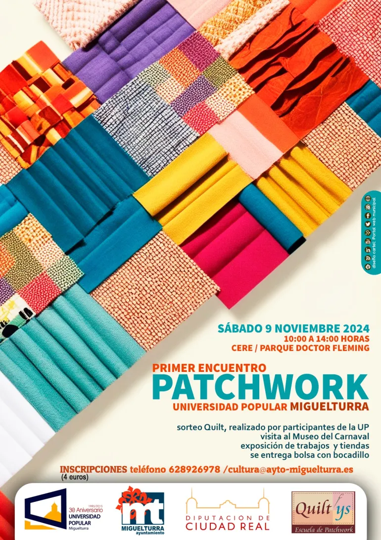 Cartel primer encuentro Patchwork, UP Miguelturra noviembre 2024