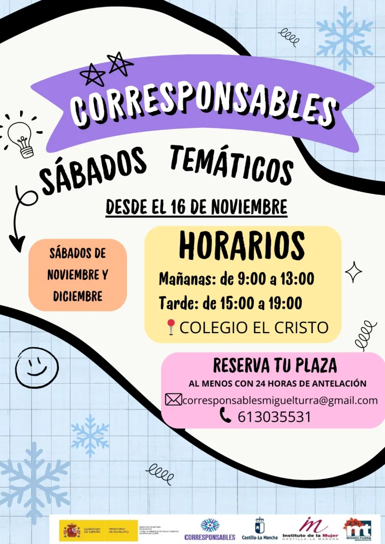 Cartel sábados temáticos Plan Corresponsables, Miguelturra noviembre 2024