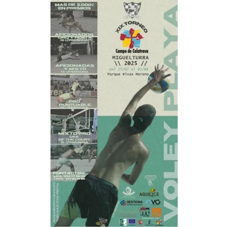 Cartel torneo vóley playa Campo de Calatrava, Miguelturra 2025