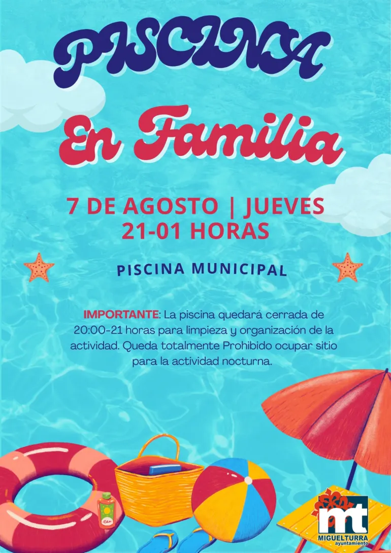 Cartel Piscina en Familia, Miguelturra agosto de 2025