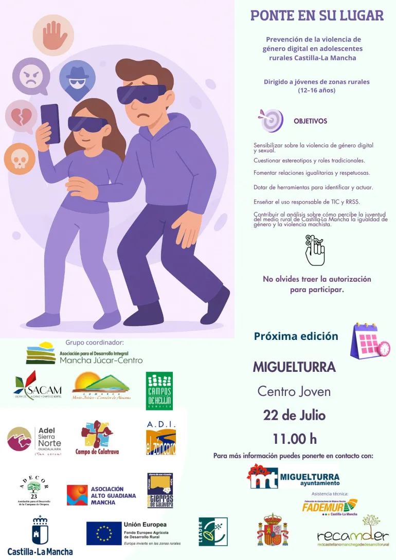 Cartel campaña sensibilización Ponte en su Lugar, Miguelturra julio 2025